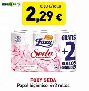 Foxy Seda papel higiénico 3 capas pack 6 rollos x 2,29€ (Hiperber)