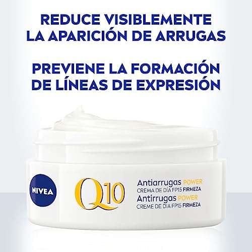 NIVEA Q10 Power Antiarrugas Cuidado de Día FP15 (50 ml), crema antiarrugas facial, crema hidratante con protector solar