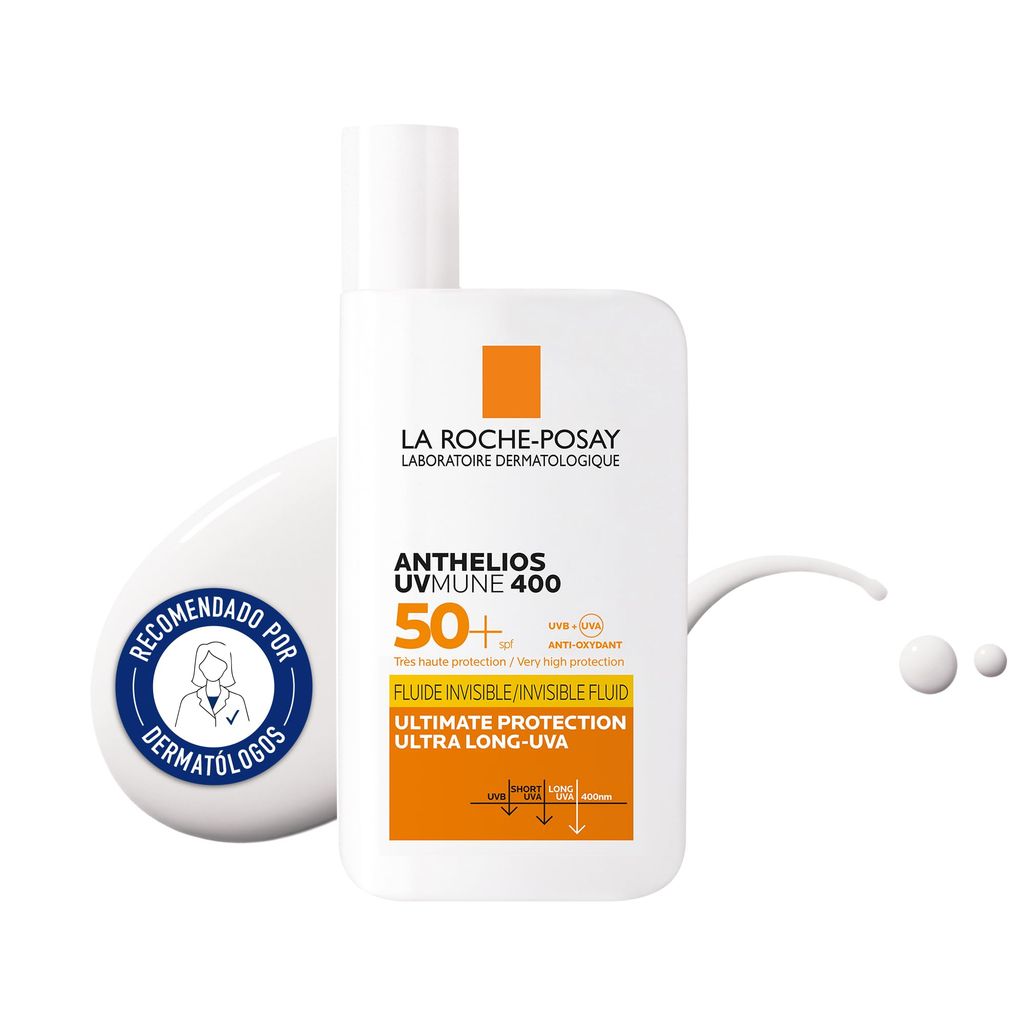 La Roche Posay - Protector Solar, SPF50+, Resistente al Agua, Sudor y Arena, , Fluido Invisible, Anthelios UV-MUNE 400, 50 ml