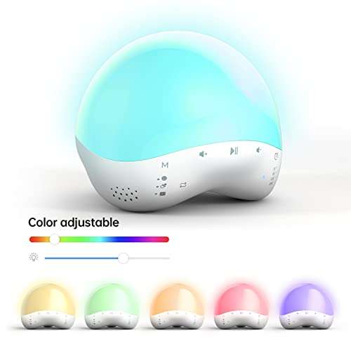 Lámpara de mesa de luz cálida y suave, RGB ajustable, 25 efectos de sonido para ayudar a dormir