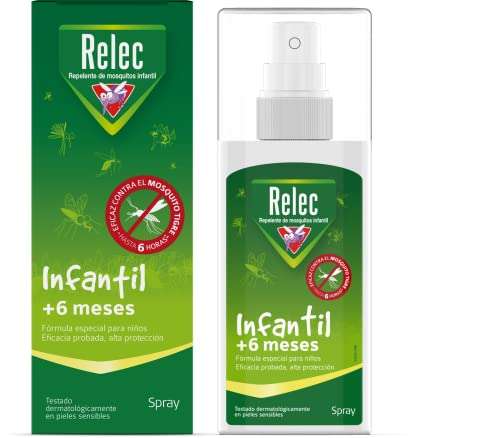 Relec Infantil Spray Antimosquitos, Especial Para Niños (A Partir de 6 Meses), Eficaz Contra El Mosquito Tigre, Hasta 6H de Protección