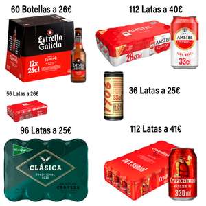 Recopilación Cervezas (Estrella Galicia, Amstel, Cruz Campo, Corte Inglés, Mahou)