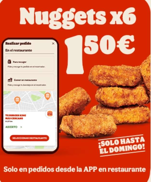 6 Nuggets por sólo 1,50€