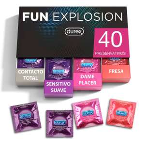 Durex - Fun Explosion, Pack Preservativos Sabor Fresa, Dame Placer, Sensitivo Suave y Contacto Total, 40 Condones, [NUEVO USUARIO 16.04€]