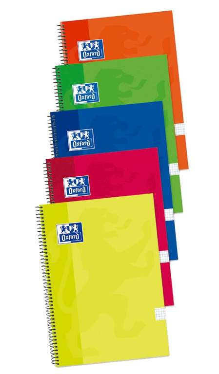 Oxford - Pack 4+1 Cuadernos Folio A4, Tapa Extradura Write&Erase, 80 Hojas, Colores Aleatorios
