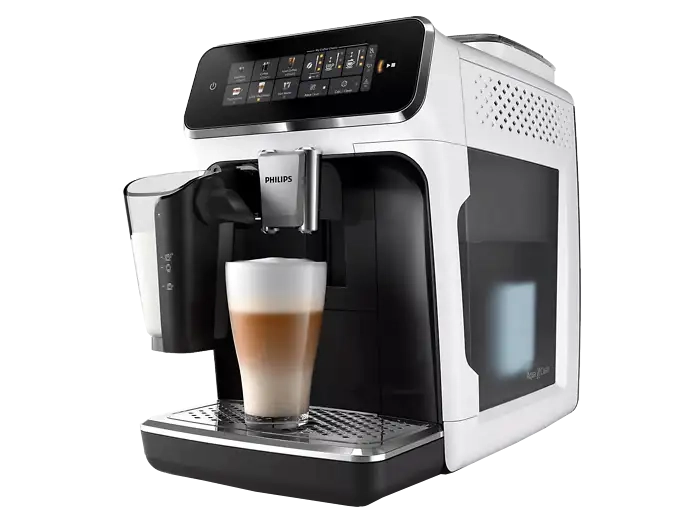 Cafetera Superautomática Philips EP3343/50 (19 bar, SilentBrew, espumador LatteGo, molinillo cerámico, café grano y molido, blanco/negro)