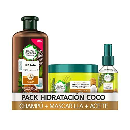 Herbal Essences Champú Hidratante Con Leche De Coco 680ml + Mascarilla Con Leche De Coco 450ml + Spray Con Leche De Coco (CR)