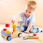 Caja Herramientas Juguetes Niños, 29 Piezas DIY. Montessori Juegos Educativos, Juegos de Construcción de Madera, Niños/ Niñas 2 3 4 5 Años
