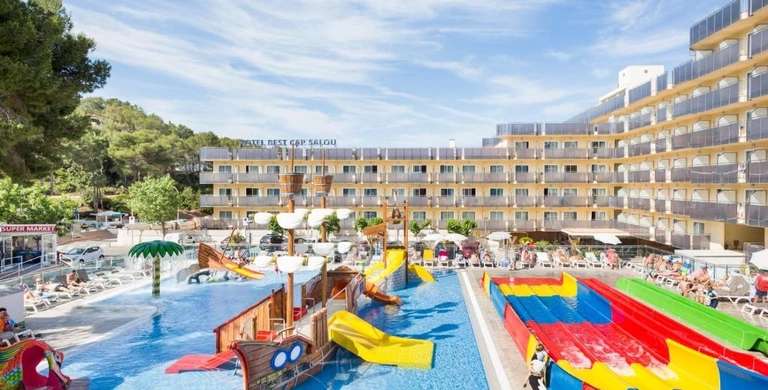 Hotel familiar en Salou Noche + pensión a elegir, spa, piscina exterior e infantil con toboganes y animación por 17 euros!! PxPm2