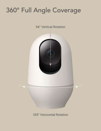 Cámara Vigilancia con Tarjeta Micro SD de 32 GB, Wi-Fi, Interior, 1080P, 360°.