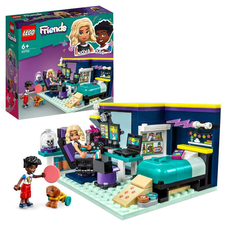 LEGO Friends Habitación de Nova, Mini Muñeca de Zac y Perrito Pickle, Detalle de Cumpleaños