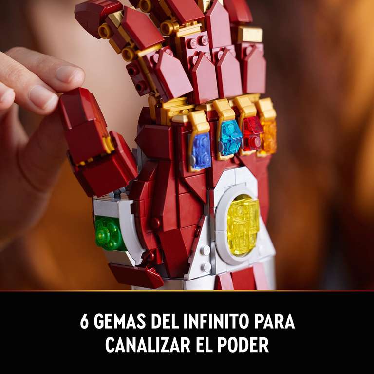 LEGO Marvel Nanoguantelete, Maqueta de Iron Man para Adultos, 6 Gemas del Infinito