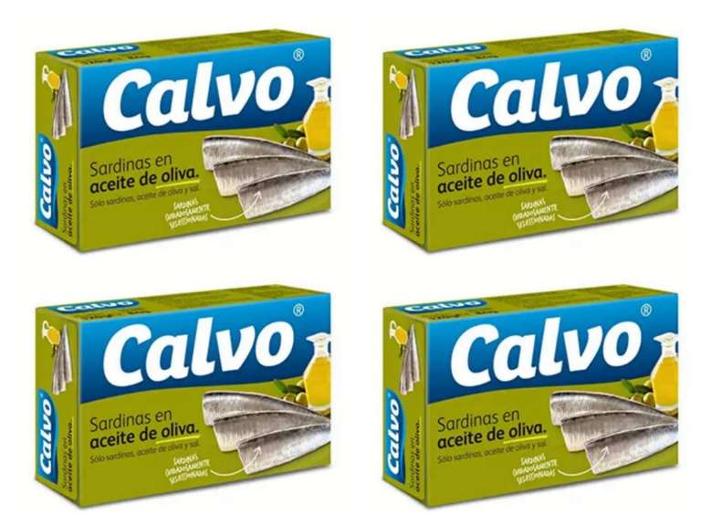 4x Calvo Sardinas en Aceite de Oliva 120g. 1'07€/ud (3'96€-0'99€/ud con +suscripciones)
