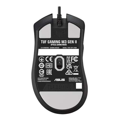 ASUS TUF M3 Gen II (ratón Gaming, con Cable,59 Gramos, Resistencia al Polvo y Agua IP56, 8000 dpi, Patines de PTFE, 6 Botones programables)