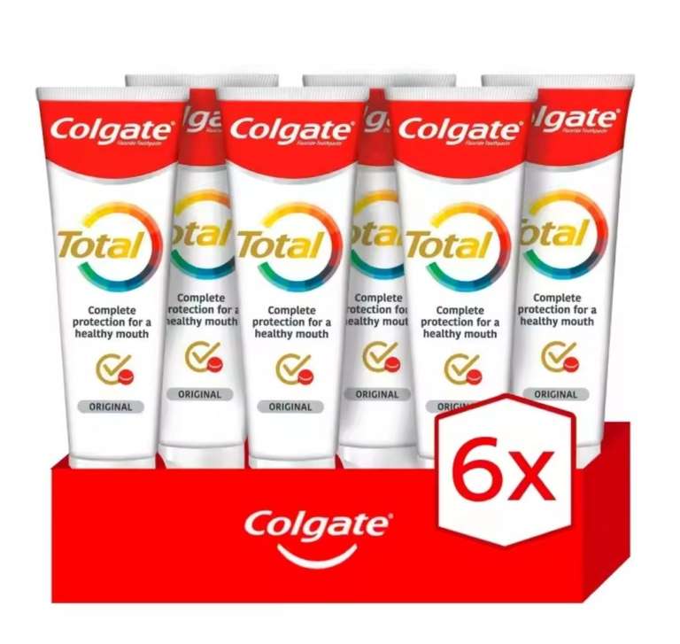 Pasta de dientes Colgate Total Original 24h de protección completa 75ml. Pack de 6[ Nuevo Usuario 5.89€]