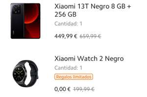 Xiaomi 13T (8gb 256gb) + Reloj Xiaomi Watch 2. ESTUDIANTES. (Con mi points 287€)