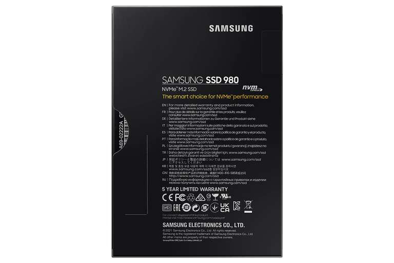 Samsung 980 1 TB PCIe 3.0 (up to 3.500 MB/s) NVMe M.2 (SSD)
