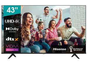 TV UHD 4K 109,2 cm (43") Hisense 43A6BG con ECI plus 213€ // 50" por 274€ // 65 pulgadas por 412€ // 75 pulgadas por 626€