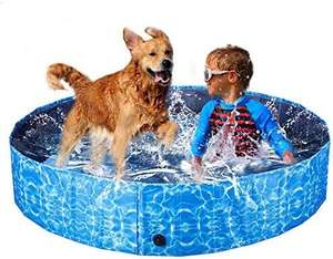 Piscina Perros Grande Bañera Plegable, Niños, Rigida Hinchable y Desmontables Portatil, Regalo para Mascotas (160 * 30cm)