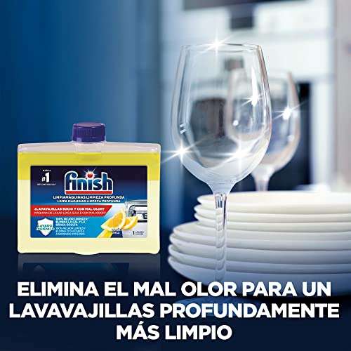 3 Und. Finish Limpiamáquinas - Limpieza higiénica para el lavavajillas contra el mal olor, la cal y la grasa, aroma limón