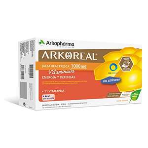 Arkopharma Arkoreal Jalea Real Vitaminada 1000mg Sin Azúcar 20 Ampollas, Refuerzo de Energía y Defensas, Jalea Real Premium