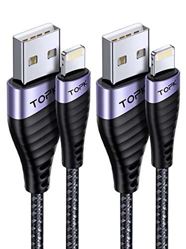 2M Pack 2 TOPK Cable Trenzado Lightning para Iphone