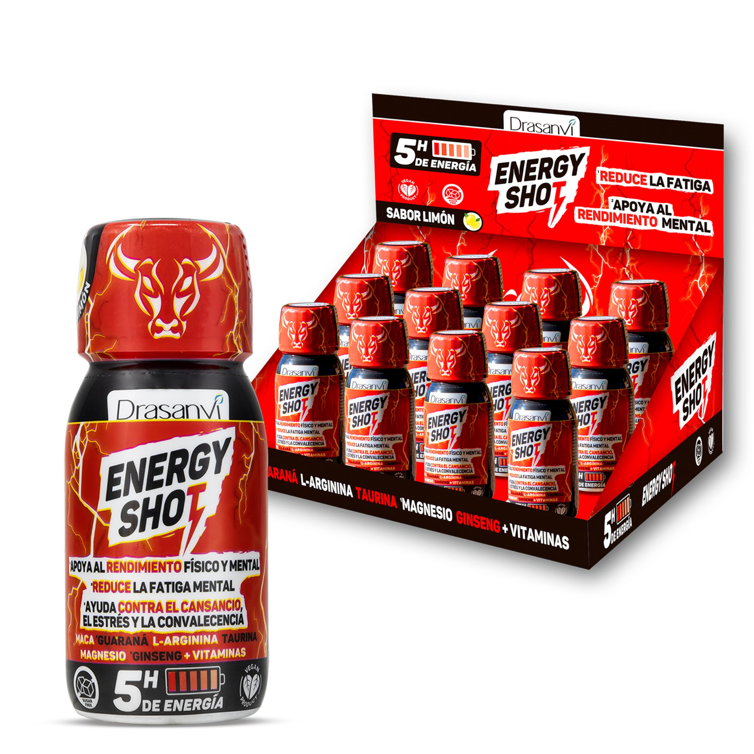 Pack Energy Shot Sabor Limon Drasanvi 12 Unidades de 60ml