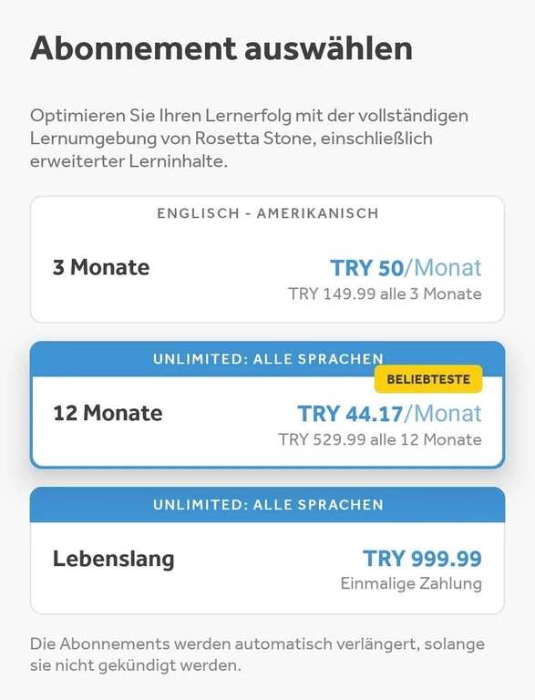 Rosetta Stone Lifetime - Aprende cualquier idioma - VPN Turquía con smartphone Android por EUR 40.00 (TLR 999.99)