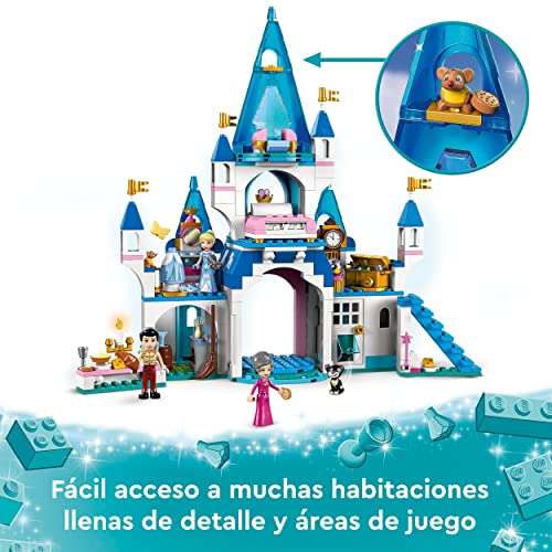 LEGO 43206 Disney Princess Castillo de Cenicienta y el Príncipe, Casa de Muñecas, Juguete de Construcción para Niñas y Niños de 5 Años o Más
