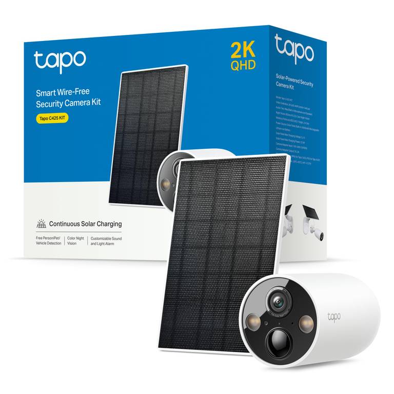 Kit Cámara de Seguridad Tapo C425 + Panel Solar (2K, Batería 10000mAh)