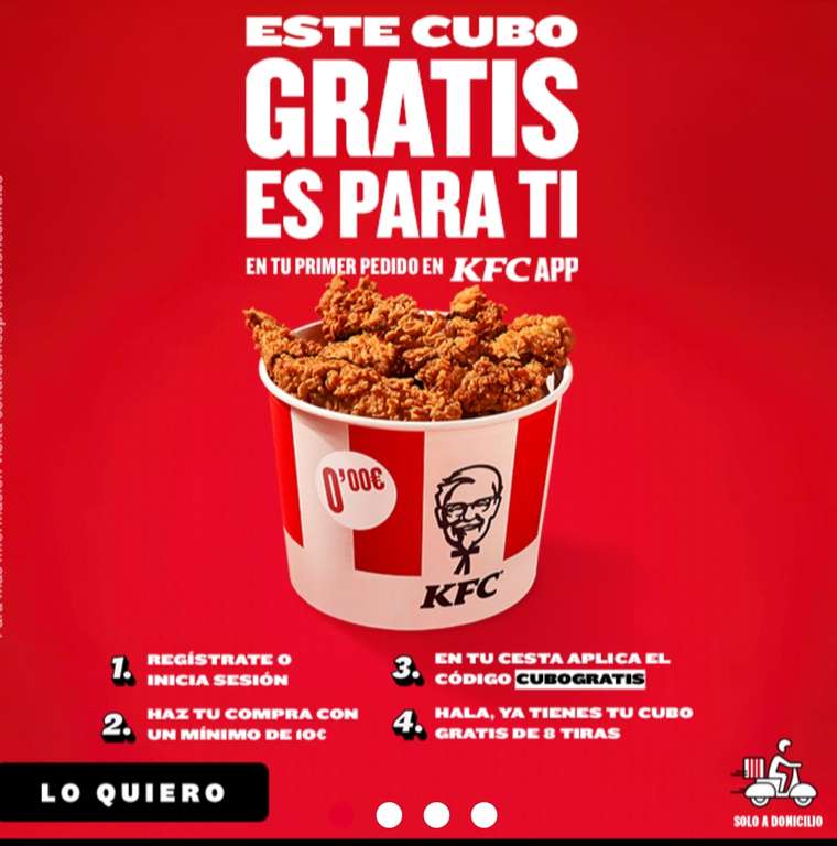 CUBO GRATIS PARA TI EN TU PRIMER PEDIDO EN KFC APP