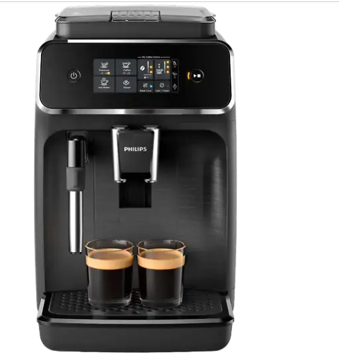 Cafetera superautomática - Philips EP2225/10, Serie 2200, 1500 W, 15 bares, molinillo cerámico, espumador leche, AquaClean, 1,8 L, Negro Ma