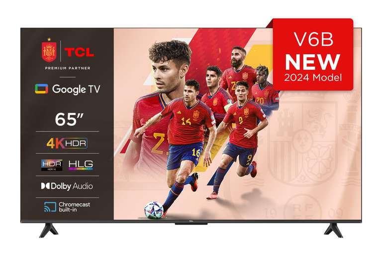 TCL 65V6B 65" 4K Ultra HD, HDR TV, Smart TV Powered by Google TV (Dolby Audio, Motion Clarity, Control por Voz, Chromecast Integrado)
