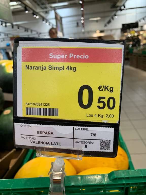 4KG Naranja - Origen NACIONAL | [ Carrefour Rivas ] - 0,50€ / KG
