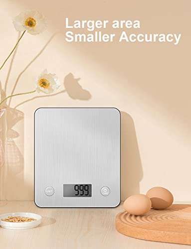 BáBáscula Digital para Cocina de Acero Inoxidable,Balanza de Alimentos Multifuncional 5 kg/11 lbs