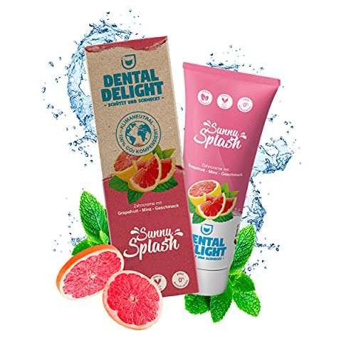 DENTAL DELIGHT Sunny Splash | pasta de dientes afrutada sabor de pomelo y menta | sin microplásticos