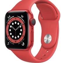 Apple Watch Series 6 (PRODUCT)RED, GPS+CELL, 40 mm, Caja de aluminio en rojo, Correa deportiva, Rojo