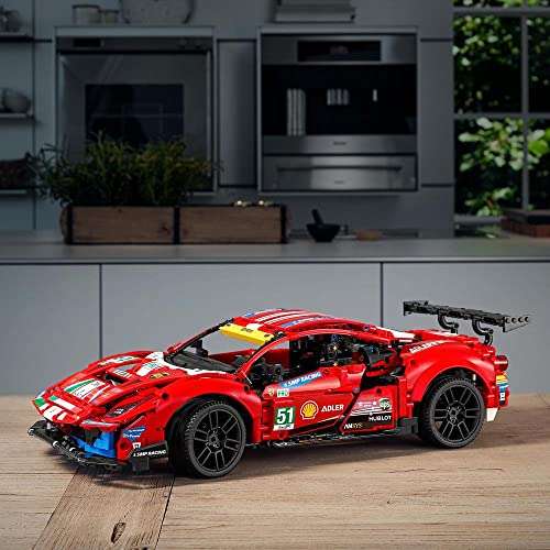 LEGO 42125 Technic Ferrari 488 GTE ''AF Corse 51'', Maqueta para Construir para Adultos, Réplica de Deportivo (Precio aplicando Cupón)