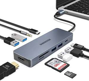 HUB USB C Docking Station 10 en 1, con HDMI 4K, USB C 3.0, PD 100W, 2 USB 3.0, 2 USB 2.0, SD/TF Compatible con Audio/Mic