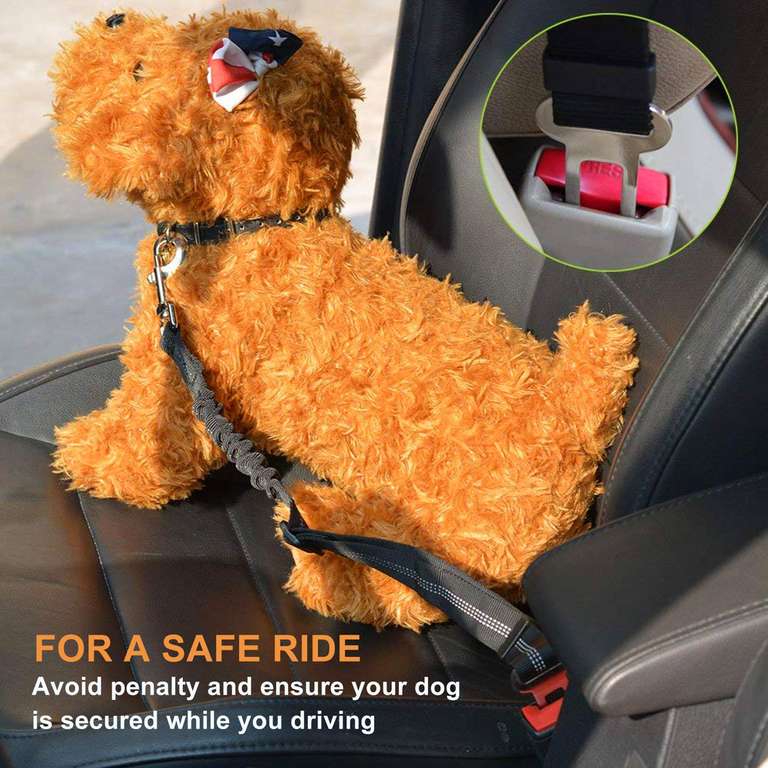 EasyULT Perro Cinturón de Seguridad, 3 Unidades Cinturón Ajustable de Seguridad para todas las razas Perros y Gatos-Negro