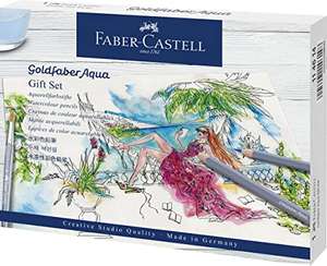 Faber-Castell FC114614AZ Goldfaber Aqua - Juego de 12 lápices de Colores para Acuarela (Incluye rotulador, lápiz, Bloc de Acuarelas, ..