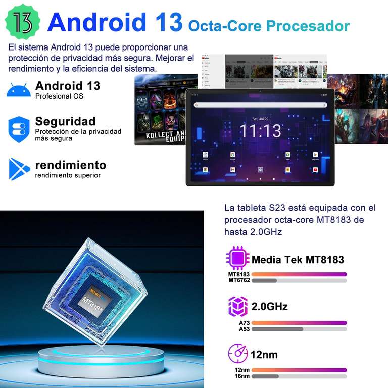 Tablet N-one 11 pulgadas Android 13 16GB RAM/128GB (1TB TF