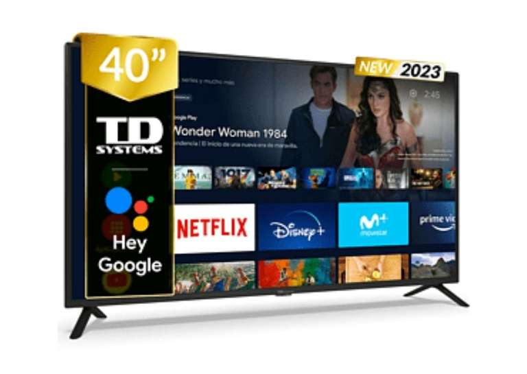TV LED 40" - PRIME40C14S Hey Google TD SYSTEMS, Full-HD, Arm Cortex A55x4, Smart TV, DVB-T2 (H.265)Sí, Negro