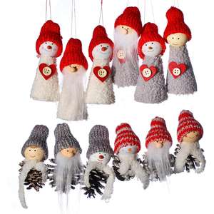 12pcs Adornos decoración Colgante muñecos Papá Noel para árbol de Navidad decoración de Fiesta de Navidad