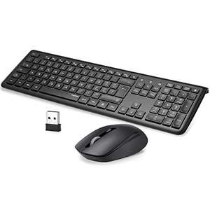 Juego de ratón inalámbrico y teclado TopMate 2.4G, ratón y teclado con pilas AA (A), para PC/Laptop/Windows/Mac