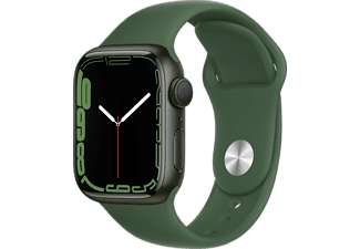 Apple Watch Series 7, GPS, 41 mm, Caja de aluminio Verde, Correa deportiva color Verde trébol
