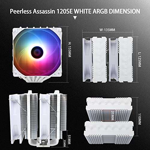 Thermalright Peerless Assassin 120 SE ARGB - Enfriador de CPU, color blanco
