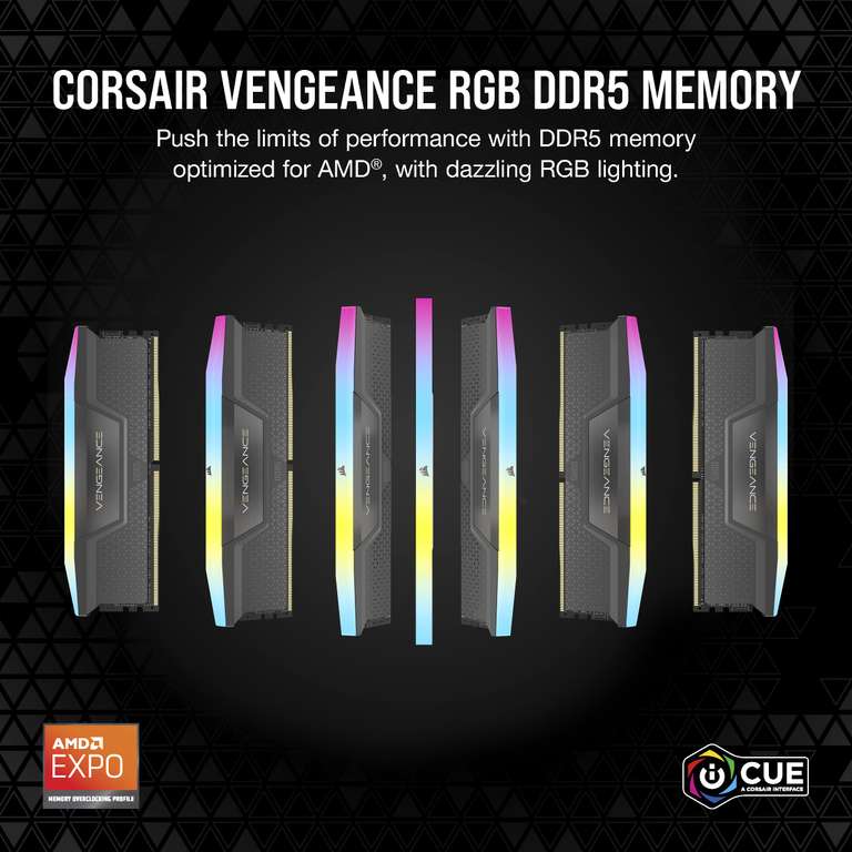 CORSAIR Vengeance RGB DDR5 RAM 32GB (2x16GB) 6000MHz CL36 AMD Expo