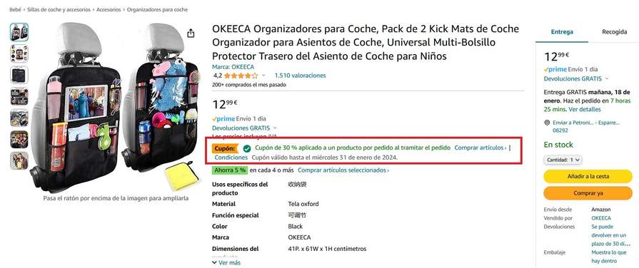  OKEECA - Organizadores de asiento trasero de coche