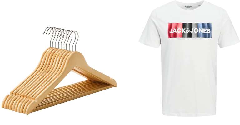 6x Perchas madera +camiseta Jack &Jones solo 4.7€